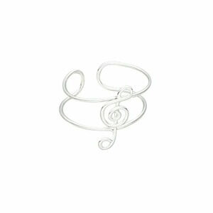 Hand Crafted Sterling Silver Over Copper Thailand Treble Clef Music Ring